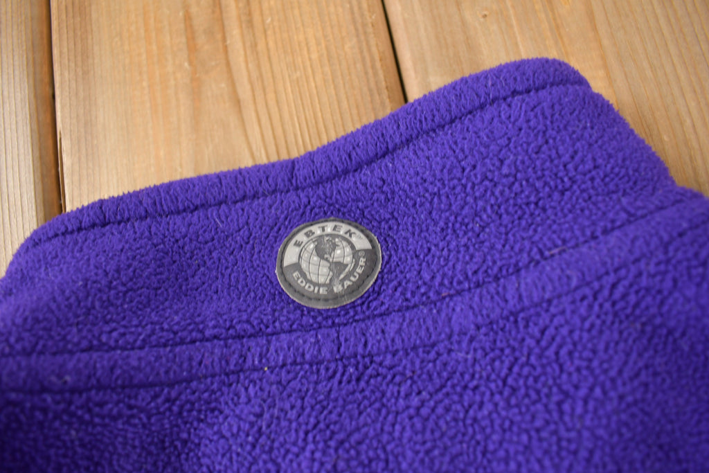 Vintage 1990s Eb Tek Eddie Bauer Purple Quarter Zip Fleece Sweater Size Large