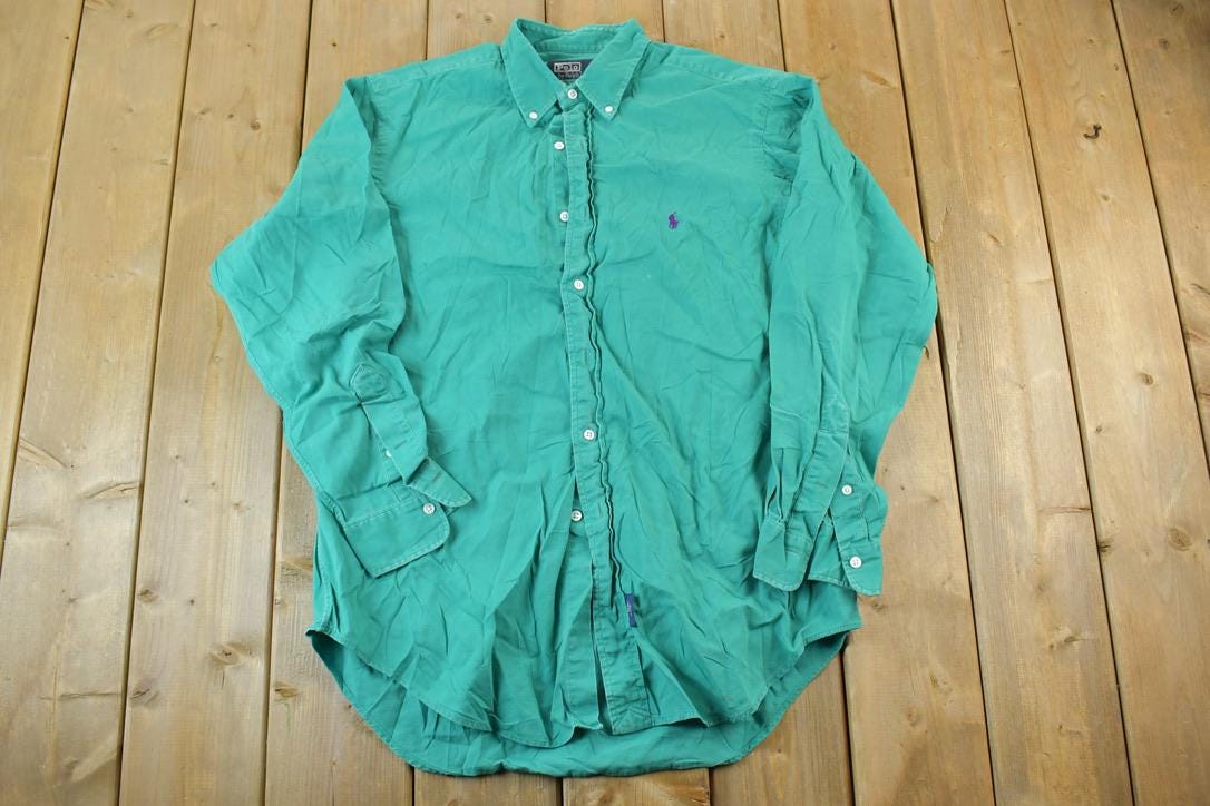Vintage 1990s Polo By Ralph Lauren Mint Button Up Shirt