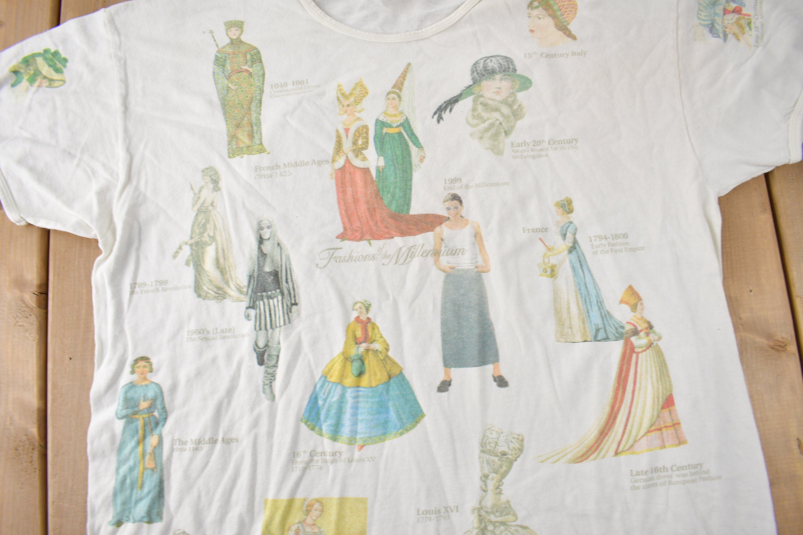 Vintage 1999 Fashion Of The Millennium All Over Print Graphic T Shirt Made In USA