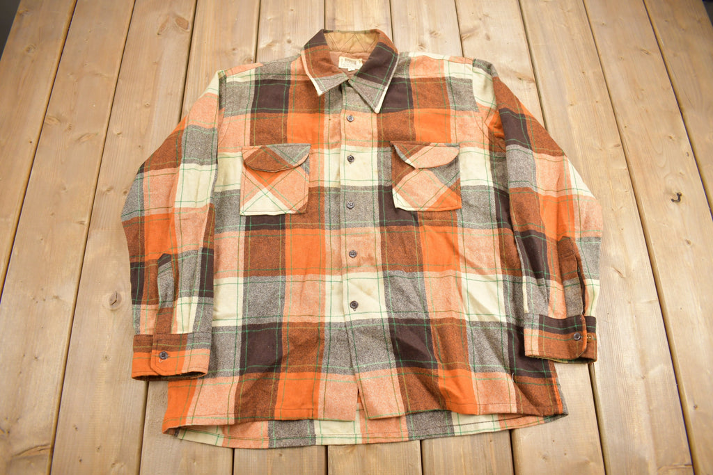 Vintage 1970s Montgomery Ward Button Up Flannel Sweater