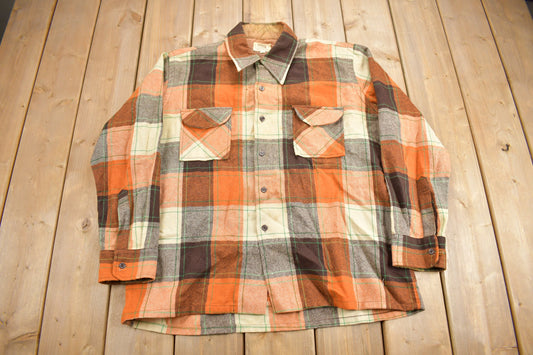 Vintage 1970s Montgomery Ward Button Up Flannel Sweater / Vintage Button Up / True Vintage / Earth Tones / Casual Shirt / Formal Shirt