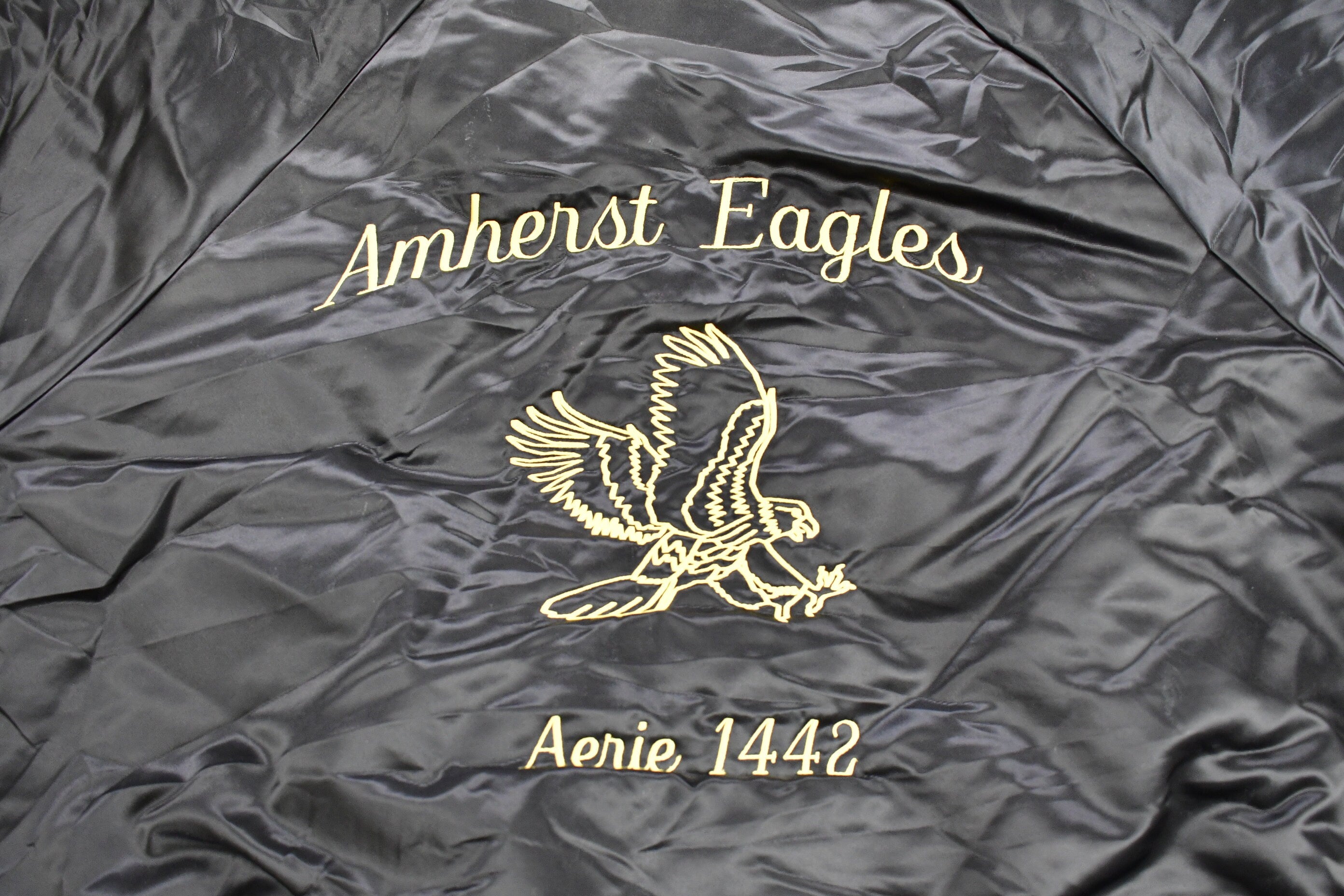 Vintage 1980s Amherst Eagles Aerie 1442 Embroidered Satin Snap Button Jacket