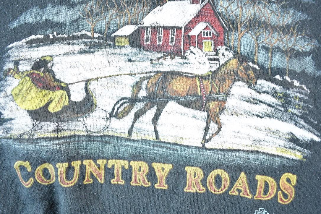 Vintage 1990s Country Roads Crewneck Sweatshirt Mens XL / 90s Souvenir Crewneck / Vintage Souvenir Crewneck / Streetwear / Travel