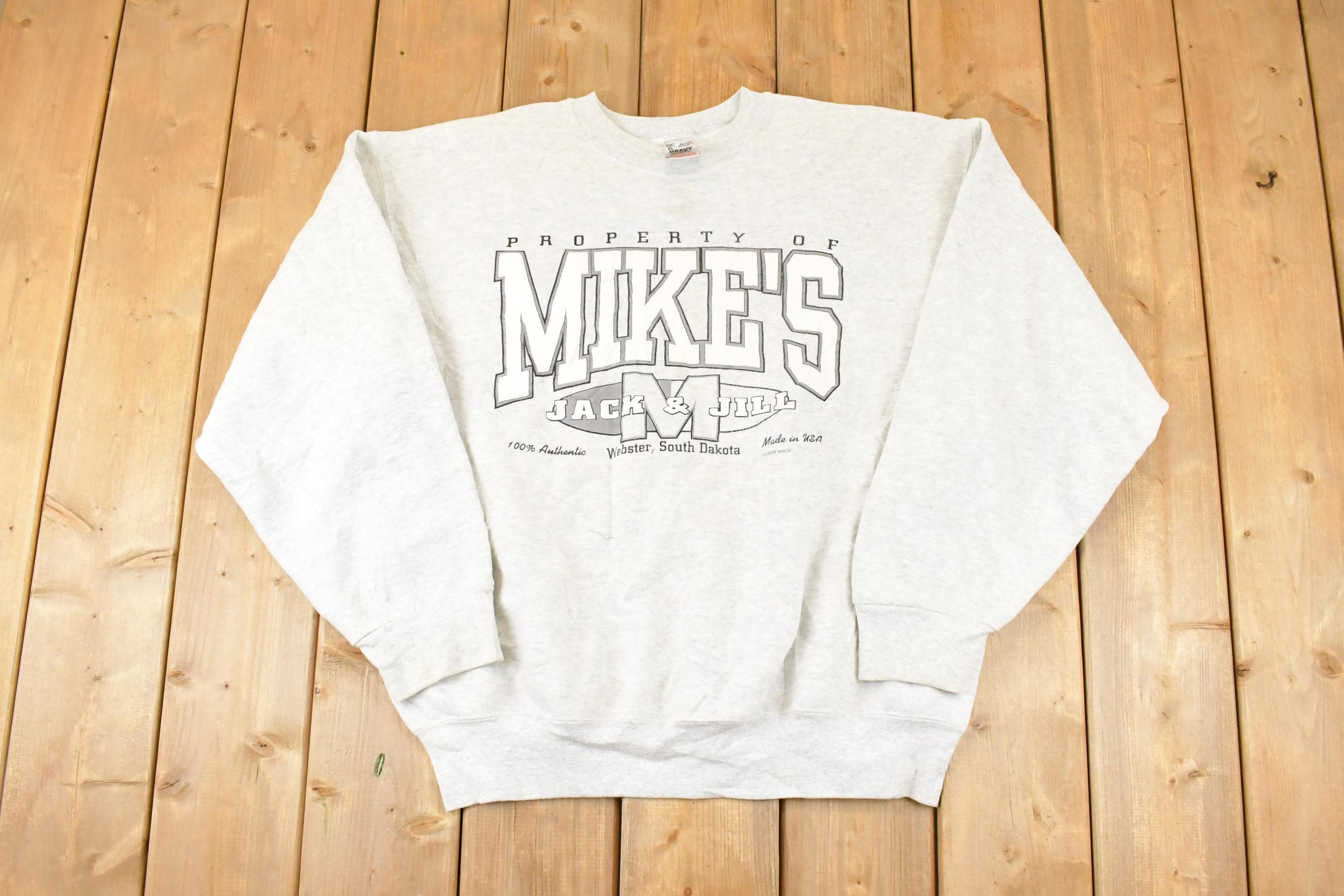Vintage 1990s Mikes Jack N Jill Graphic Print Crewneck Sweatshirt Mens L