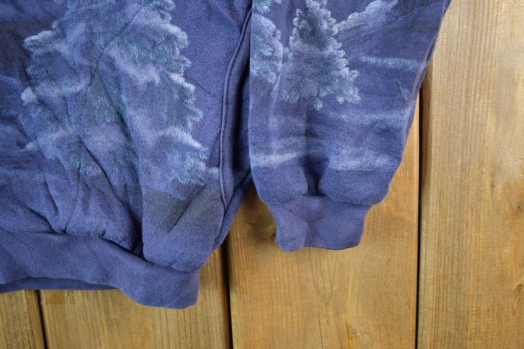 Vintage 1990s Forest Nature Landscape Graphic Cardigan Sweatshirt Women's Medium