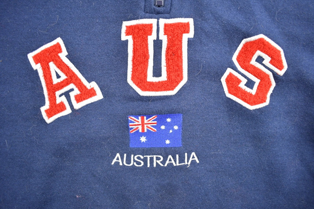 Vintage 1990s Australia AUS Quarter Zip Mockneck Sweatshirt
