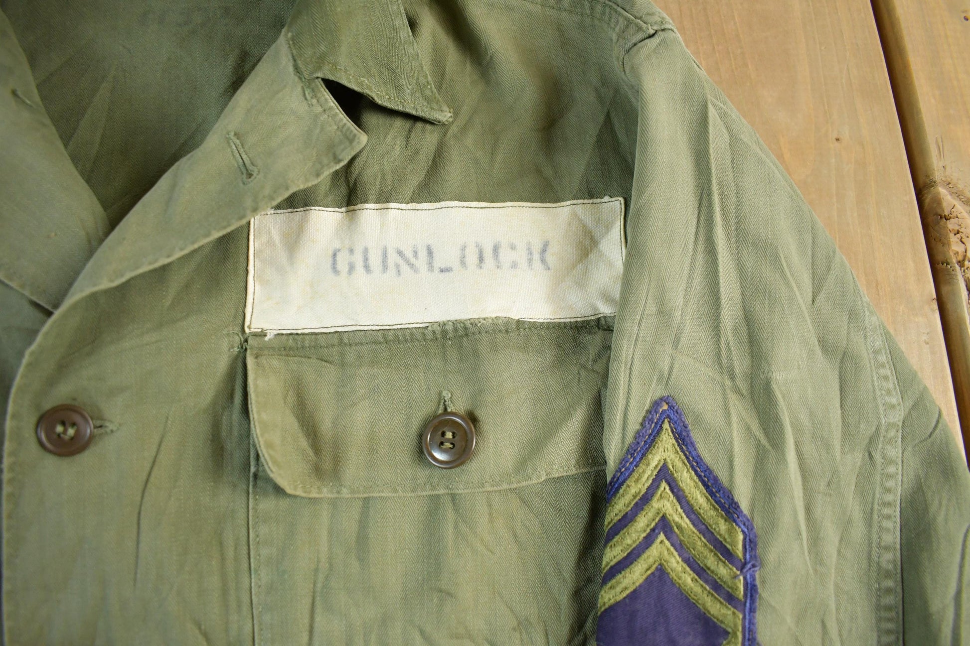 Vintage 1940s U.S. WW2 American Wool Button Up Infantry Fatigue Shirt Medium