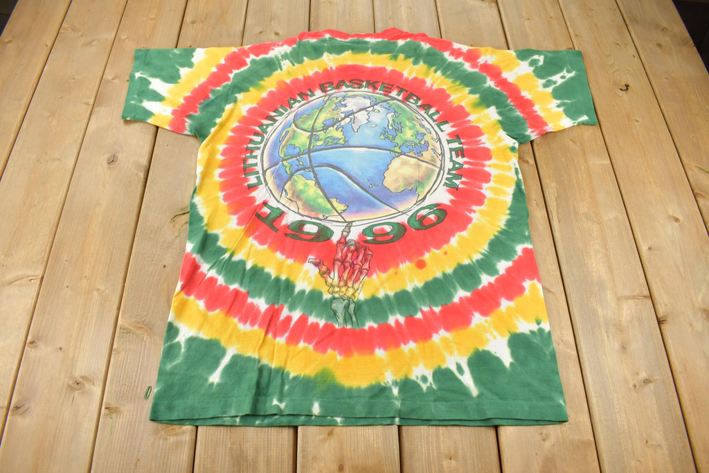 Vintage 1996 Grateful Dead Lithuania Lithuanian Basketball Team tie Dye Band T-Shirt