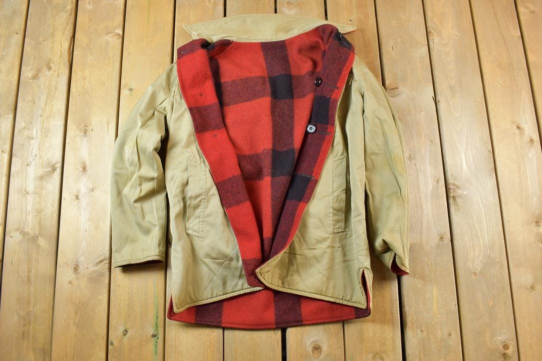 Vintage 1940s Plaid Lumberjack Reversible Midweight Jacket