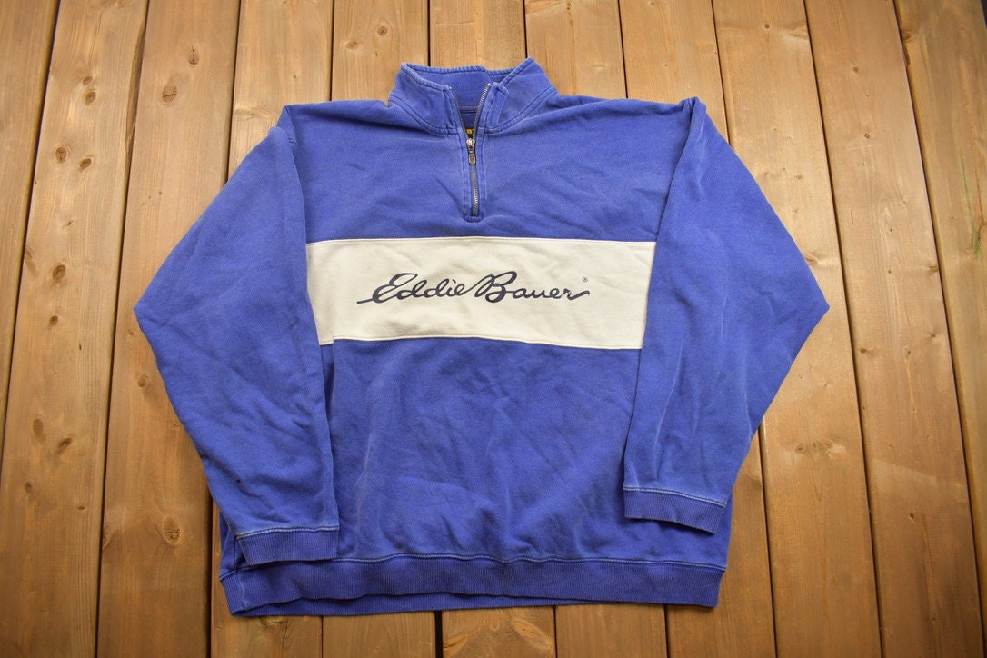 Vintage 1990s Eddie Bauer Ebtek Quarter Zip Sweatshirt  90s Quarter Zip  Streetwear  Embroidered