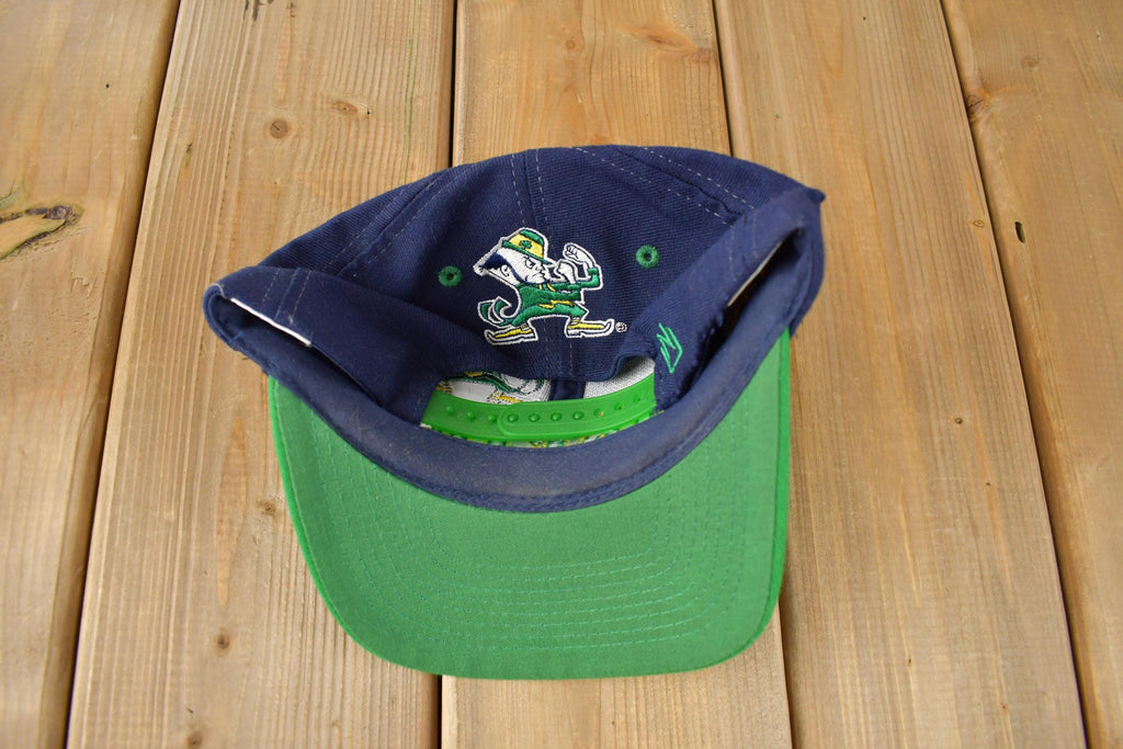 Vintage 1990s University Of Notre Dame Collegiate Big Logo Snap Back Hat  Fighting Irish  90s Snap Back  Vintage Hat  Embroidered