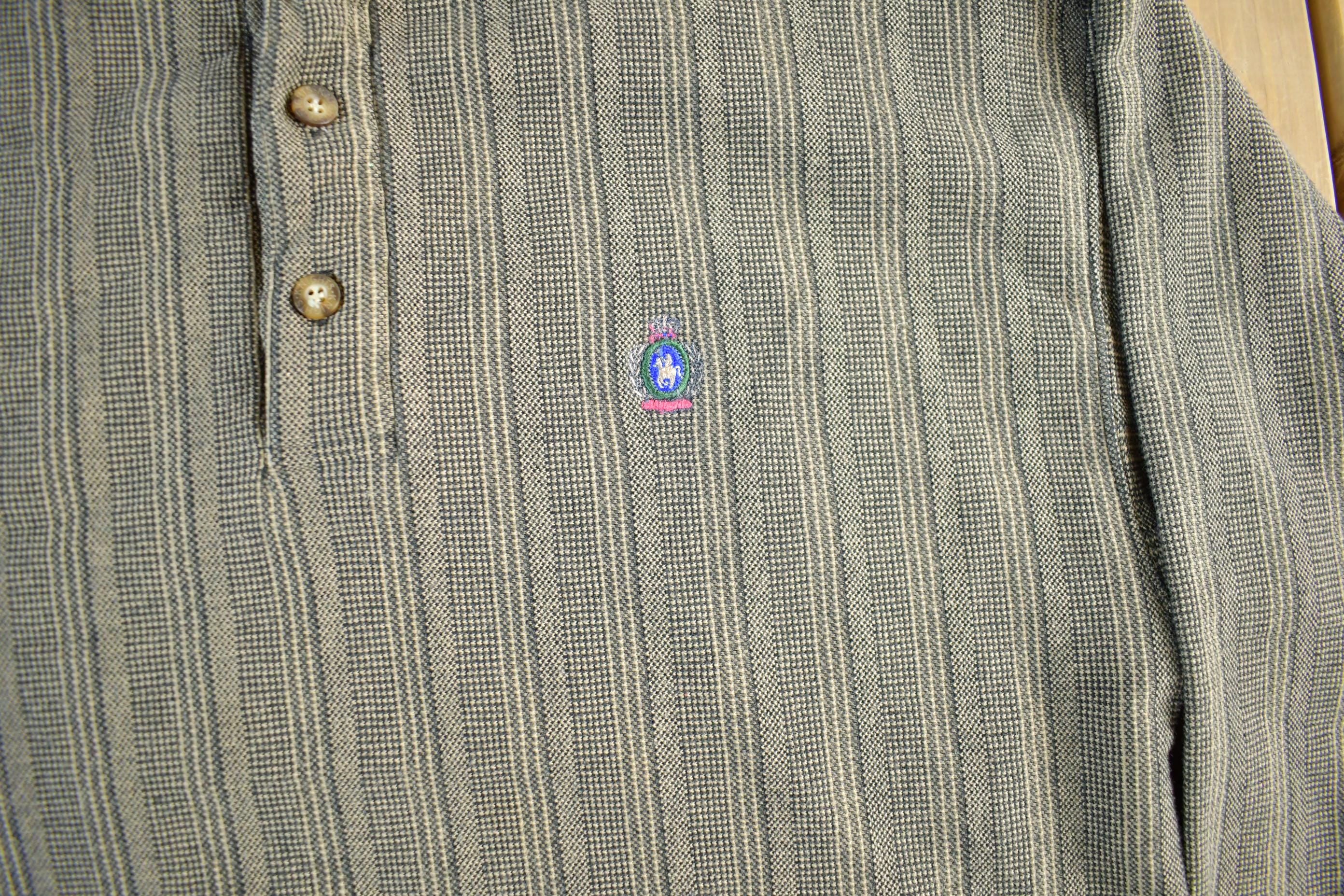 Vintage 1990s Knights At Round Table Tall Striped Button Up Sweatshirt Men's Large