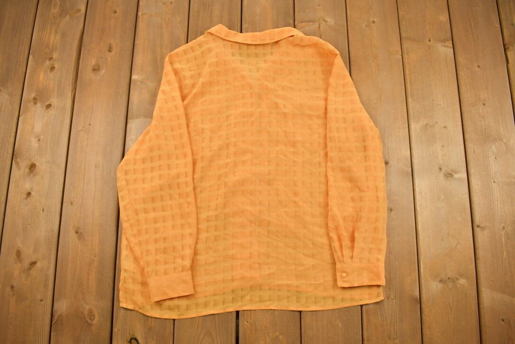 Vintage 1990s Orange Checkered Button Up Shirt