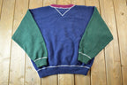 Vintage 1990s Eddie Bauer Colour Block Knit Crewneck Sweater  90s Crewneck  Preppy