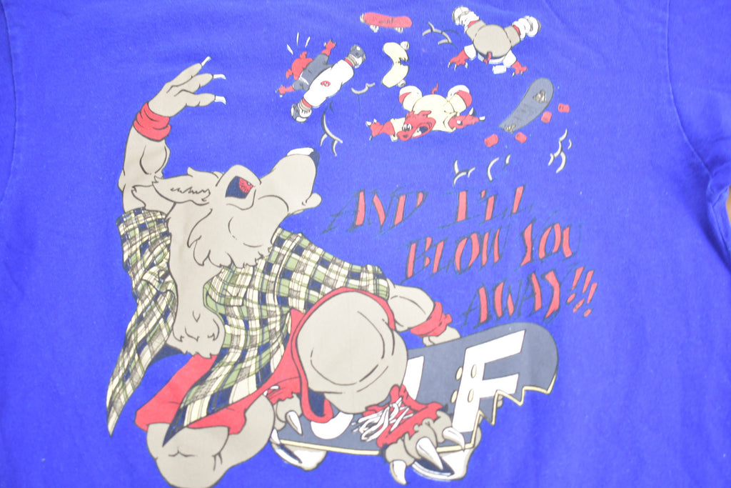 Vintage 1990s Skateboarding Wolf Graphic T Shirt