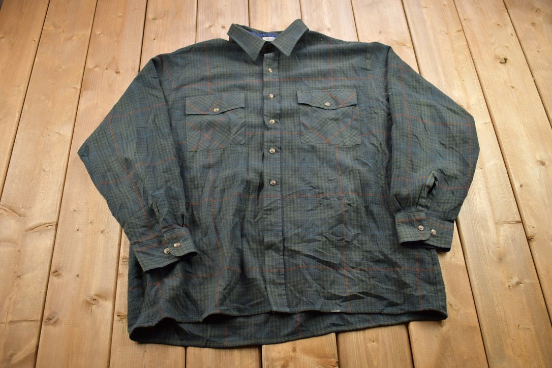 Vintage 1990s Bay Area Traders Plaid Flannel Button Up Shirt