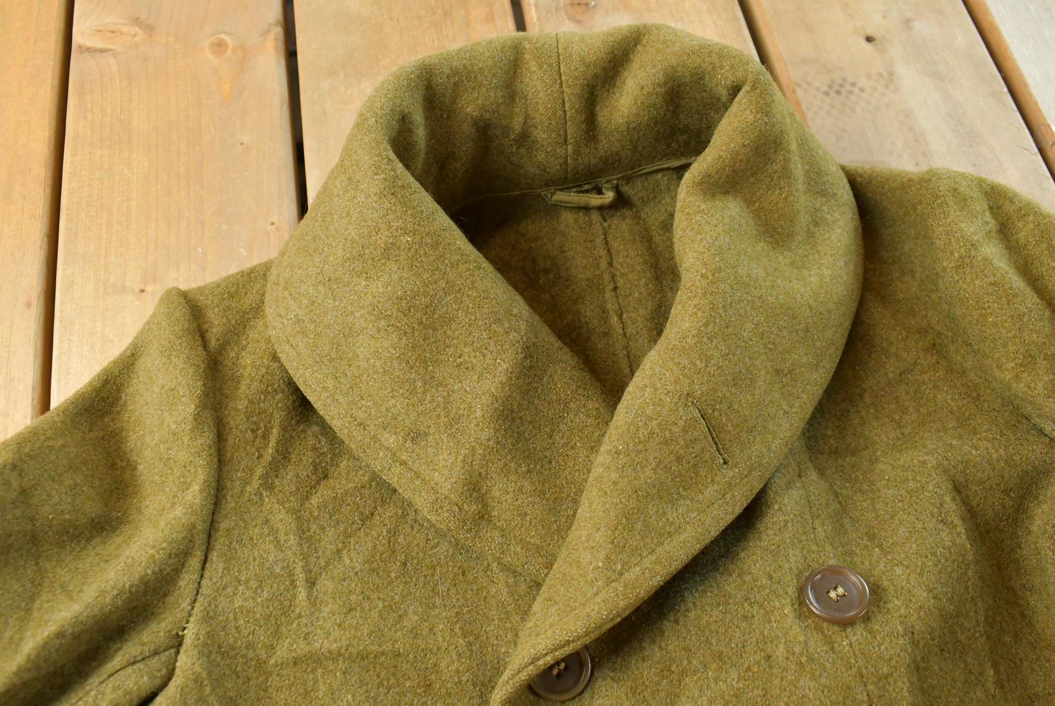 Vintage 1920s WW1 Mackinaw Short Overcoat Wool Army Jacket Men's S