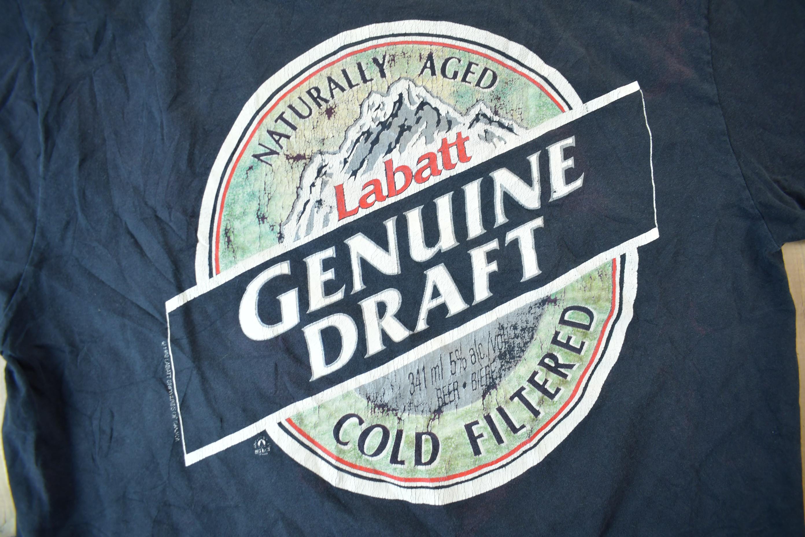 Vintage 1990s Labatt Genuine Draft Graphic T-Shirt / Streetwear / Retro / Single Stitch / Made In Canada / 90s Graphic Tee