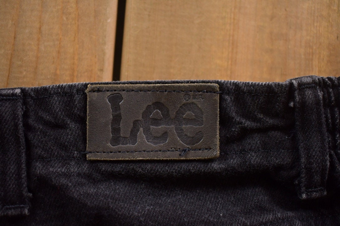 Vintage 1990s Lee Black Denim Straight Leg Jeans Size 30 x 26.5