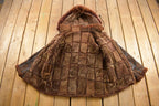 Vintage 1980s Brown Shearling Bomber Jacket