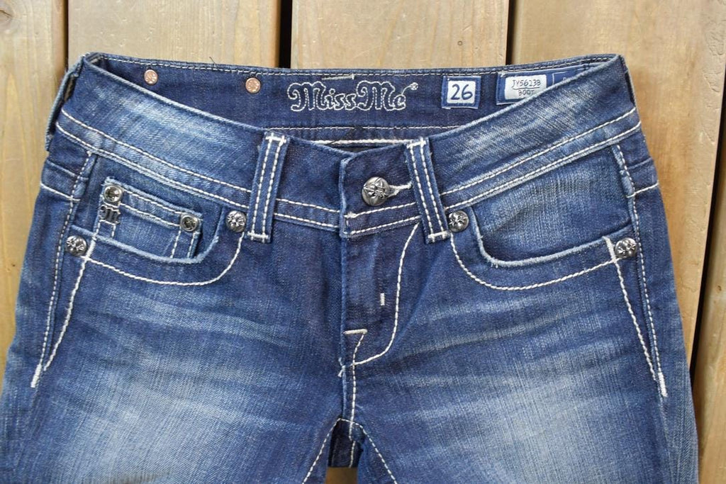 Vintage Y2K Miss Me Bedazzled Low Rise Jeans Size 26x31