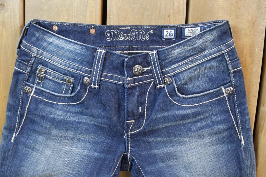 Vintage Y2K Miss Me Bedazzled Low Rise Jeans Size 26x31
