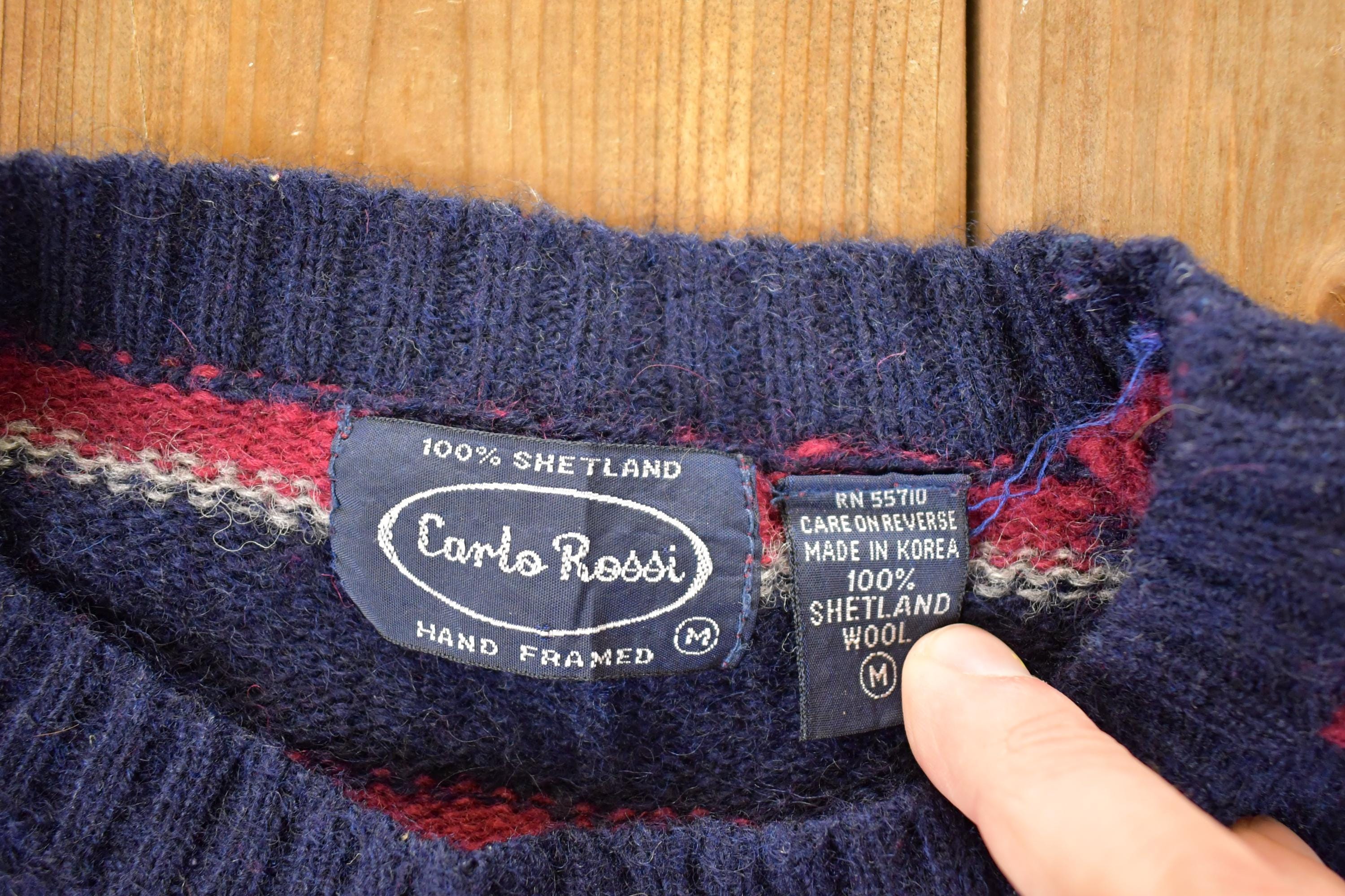 Vintage 1990s Carlo Rossi hand Framed Wool Knit Crewneck Grunge Sweater Mens S