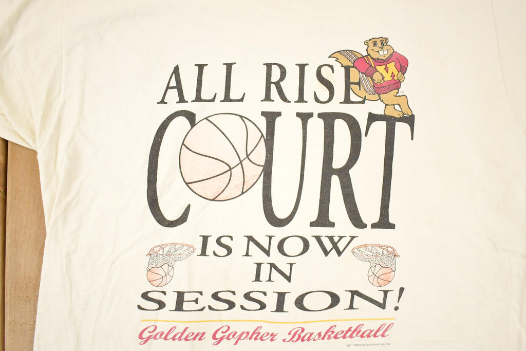 Vintage 1990s Minnesota Golden Gophers Basketball Thrashed Collegiate T-Shirt Men's XL