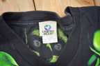 Vintage 2001 Liquid Blue Skull Pile All Over Print T-shirt