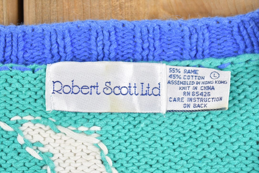 Vintage 1990s Golf Theme Knitted Cardigan Sweater