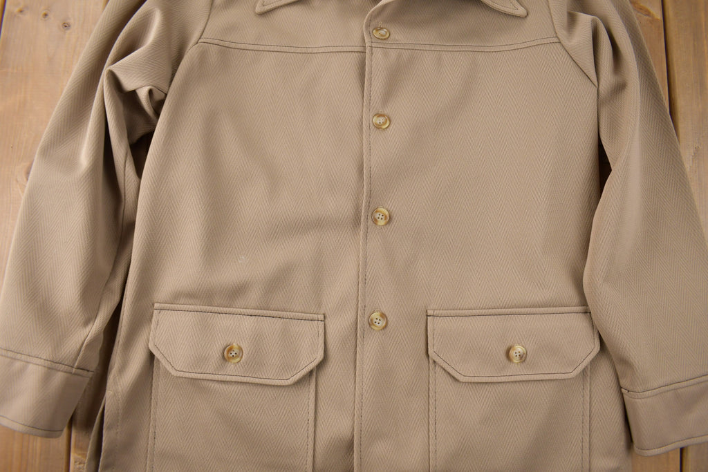 Vintage 1970s Levi's Panatela Tops Western Style Beige Button Up Shirt Made in USA Size XL