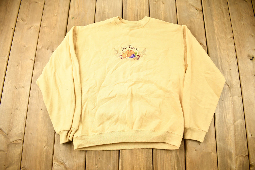 Vintage 1990s Give Thanks Thanksgiving Crewneck Sweatshirt