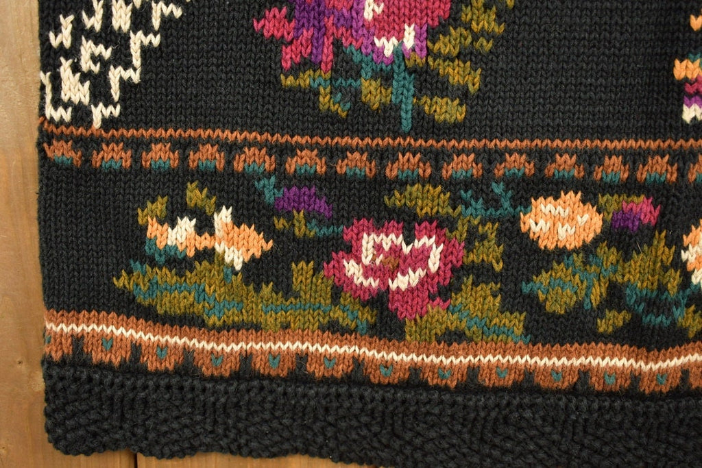 Vintage 1990s Abstract Floral Knit Crewneck Sweater
