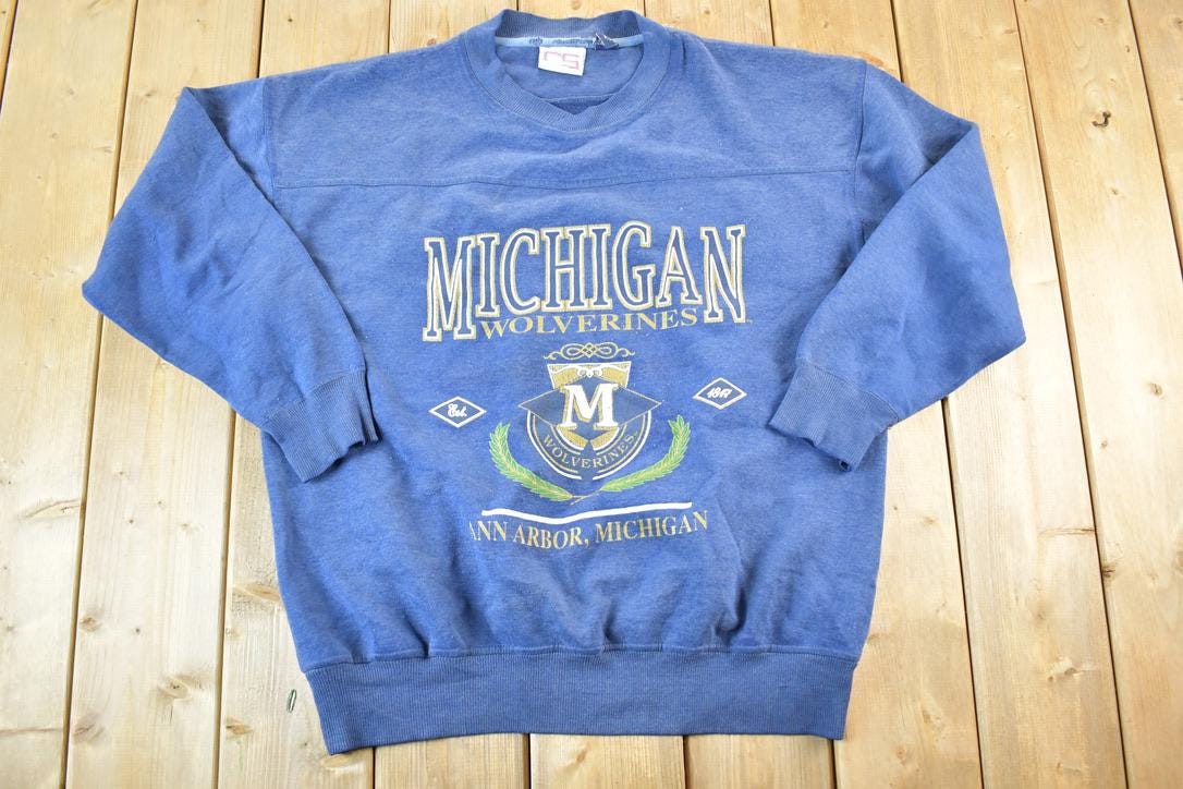 Vintage 1990s Michigan Wolverines University Crewneck Mens XL