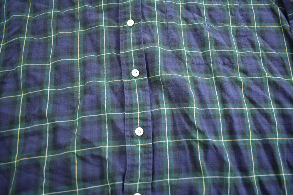 Vintage 1990s Nautica Plaid Blank Button Up Shirt