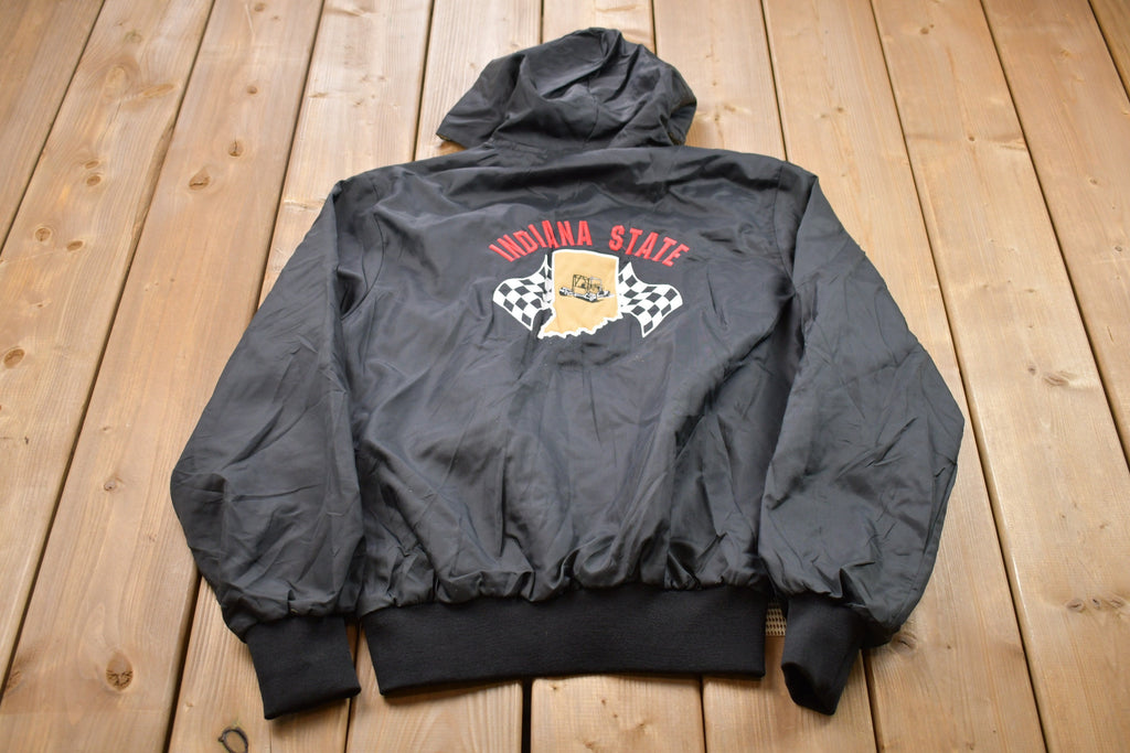 Vintage 1990s Indiana State Embroidered Quarter Zip Windbreaker Jacket