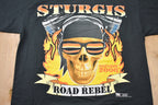 Vintage 2000 Sturgis Road Rebel 60th Anniversary Skull Flames T-Shirt Motorcycles