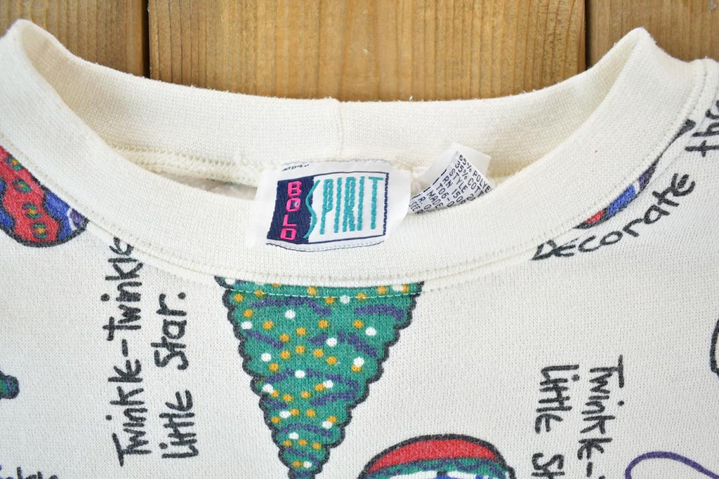 Vintage 1990s AOP Cute Christmas Crewneck Sweater