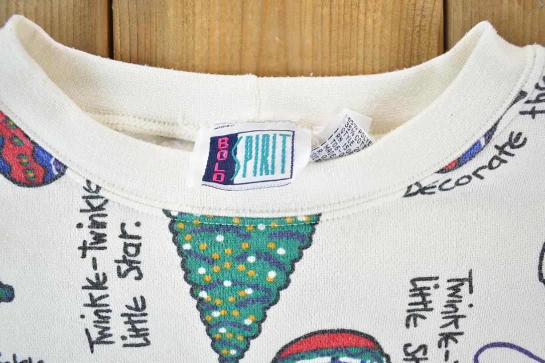 Vintage 1990s AOP Cute Christmas Crewneck Sweater