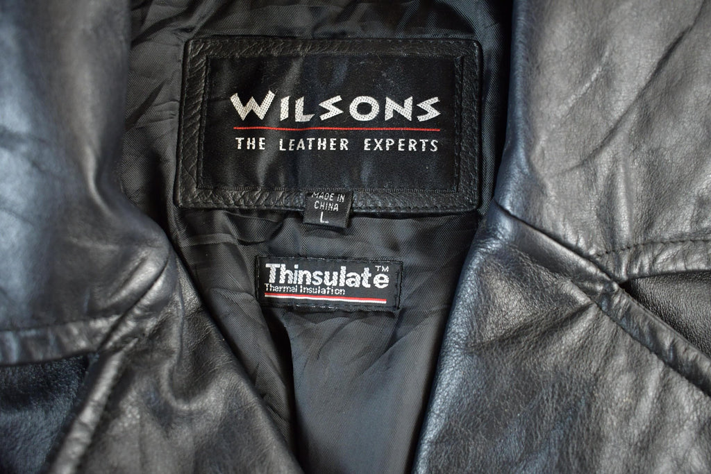 Vintage 1990s Wilson Thinsulate Motorcycle Leather Biker Jacket Adult Large