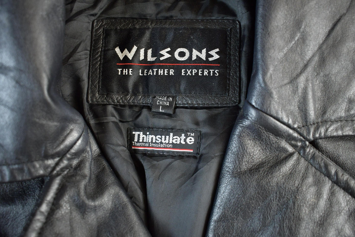 Vintage 1990s Wilson Thinsulate Motorcycle Leather Biker Jacket Adult Large