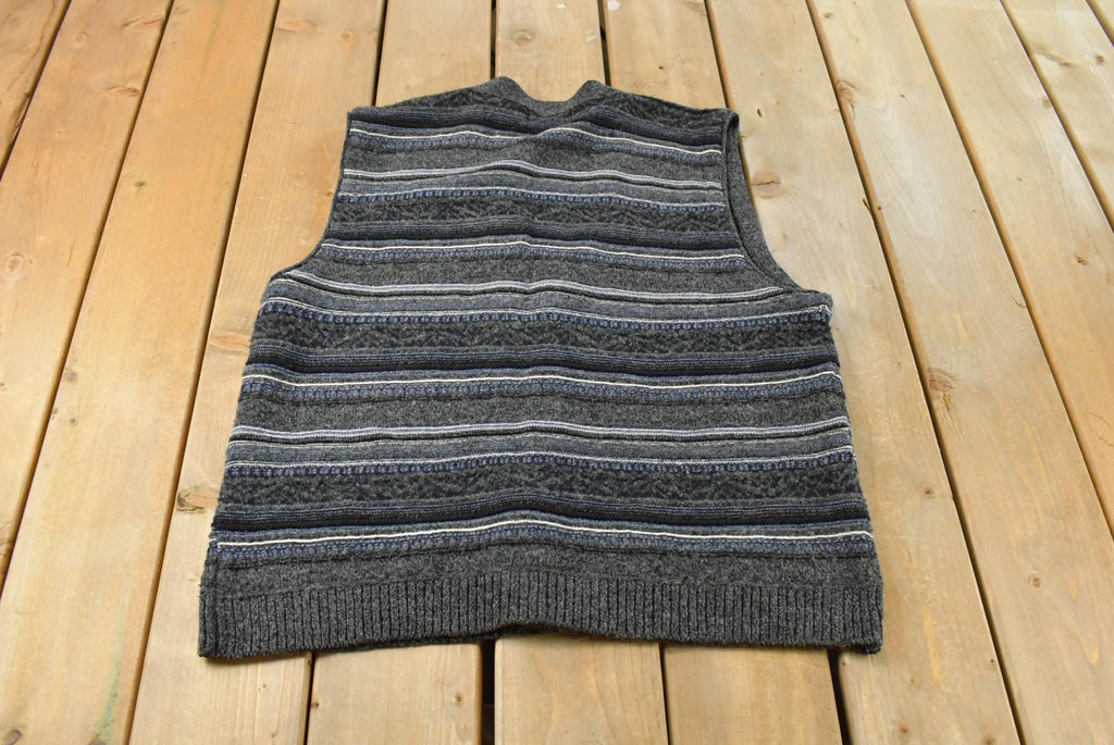 Vintage 1990s Croft & Barrow Abstract Knit Cardigan Sweater Vest Men's XL Tall
