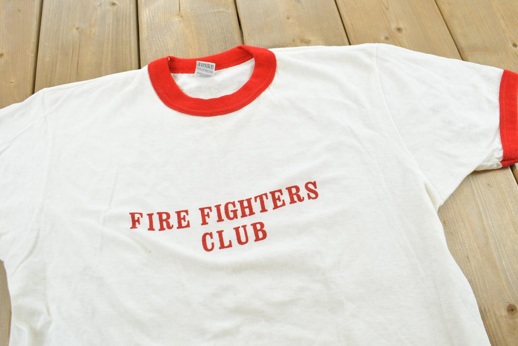 Vintage 1990s Fire Fighters Club Ringer T-Shirt Mens L