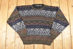Vintage 1990s Abstract Knit Crewneck Sweater Men's L /