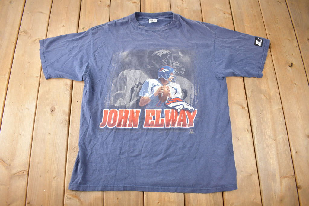 Vintage 1990s John Elway Denver Broncos NFL Football Starter Graphic T-Shirt Made In USA