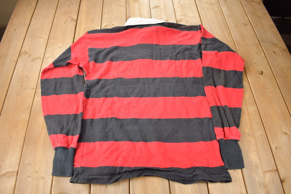 Vintage 1990s Lands End Striped Rugby Sweatshirt Size XXL made In USA