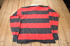 Vintage 1990s Lands End Striped Rugby Sweatshirt Size XXL made In USA