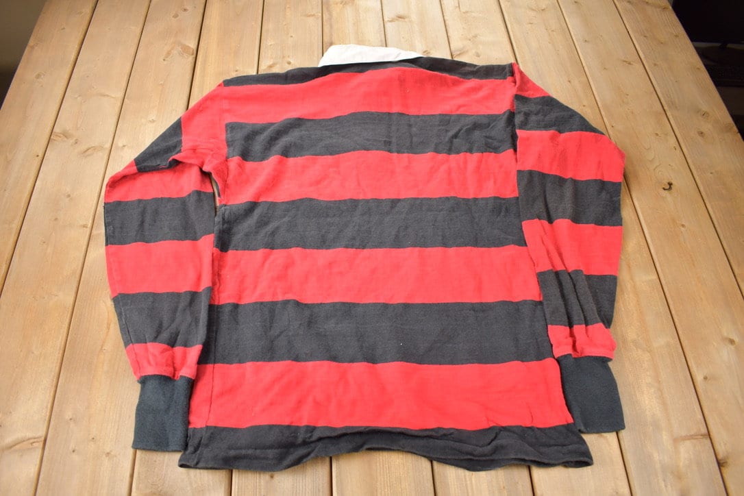 Vintage 1990s Lands End Striped Rugby Sweatshirt Size XXL made In USA