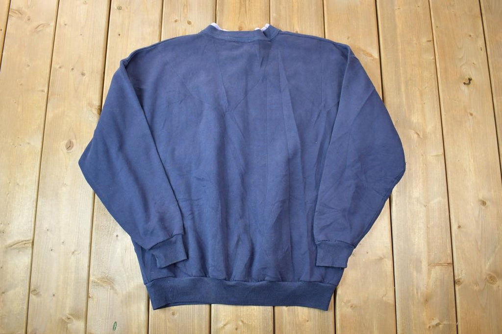 Vintage 1990s Morning Sun Cute Floral Design Double Collar Button Up Crewneck Sweater