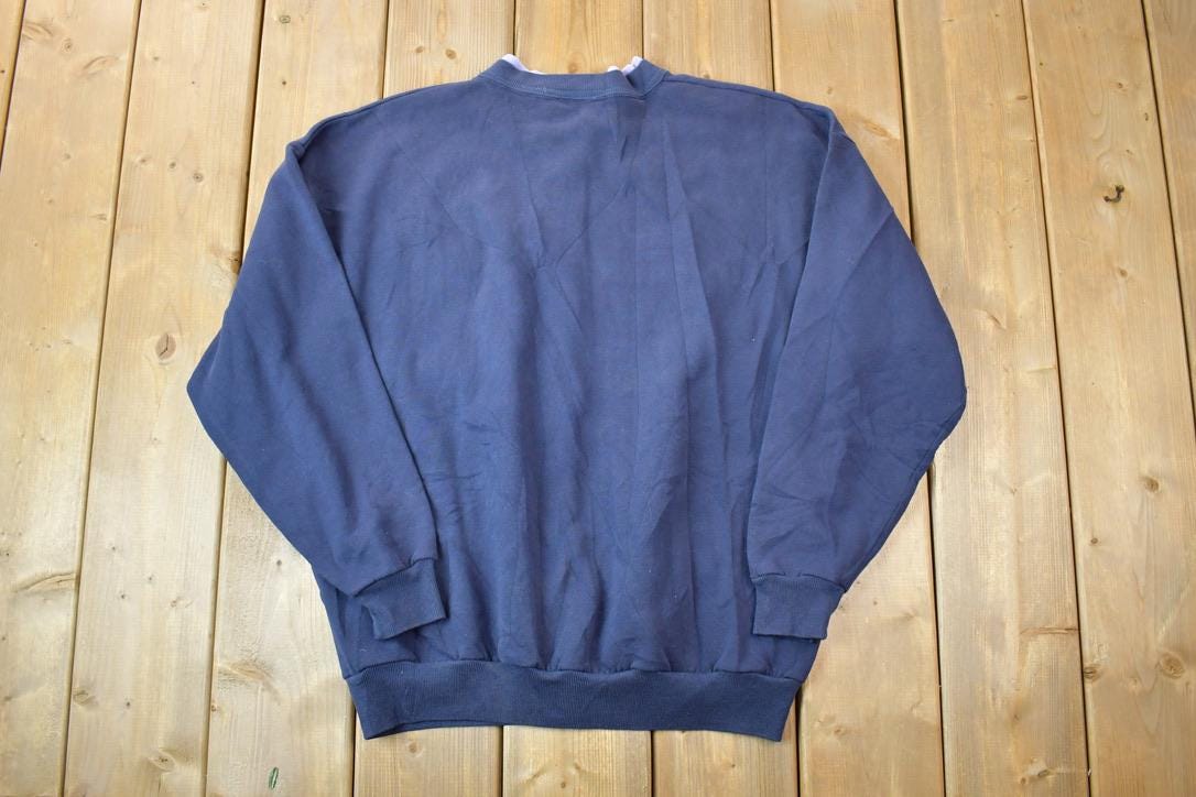 Vintage 1990s Morning Sun Cute Floral Design Double Collar Button Up Crewneck Sweater